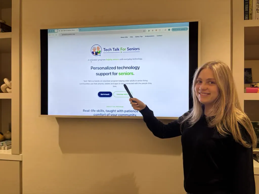 Allie presenting the Tech Talk program to a senior living community